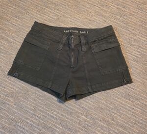 American Eagle Outfitters Women's Army Green Zip Shorts